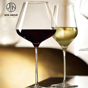 Custom Printed 405ML Transparent Crystal Glassware Wine Glasses For Wedding