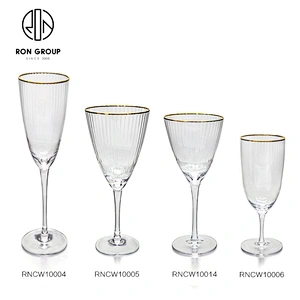 Luxury Design Gold Rim Red Wine Whisky Glass Champagne Cup For Wedding