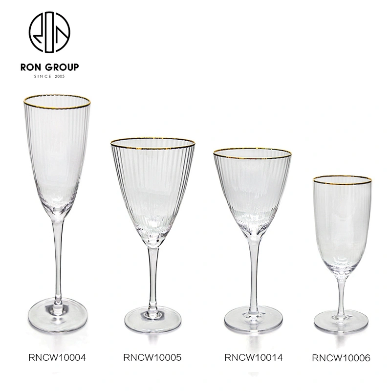 Luxury Design Gold Rim Red Wine Whisky Glass Champagne Cup For Wedding