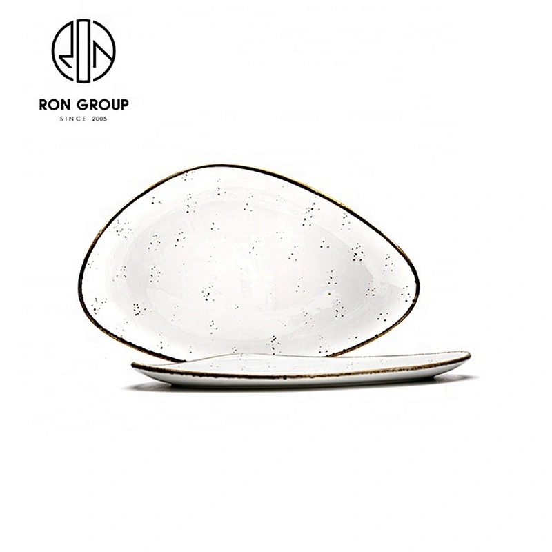 White Irregular Shape Not Fragile Ceramic Plates For Restaurant