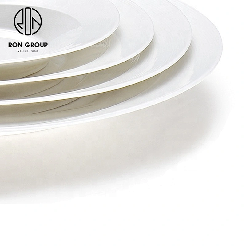 Plain White Irregularly Egg-shaped Soup Plate For Restaurants