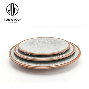 Fashional Customized Fish Pattern Khaki Ceramic Round plates