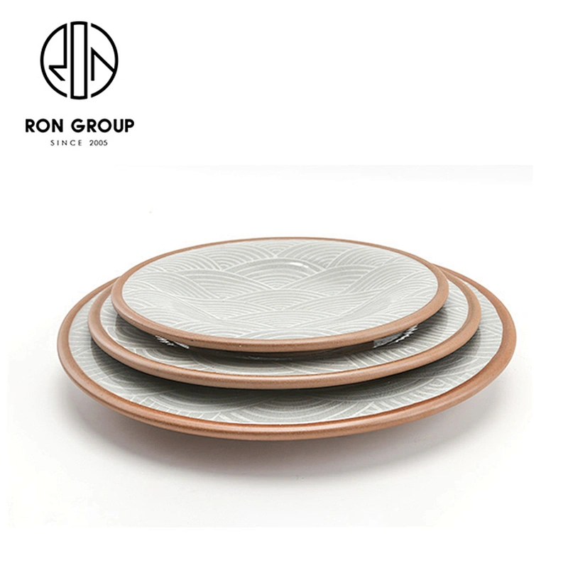 Fashional Customized Fish Pattern Khaki Ceramic Round plates