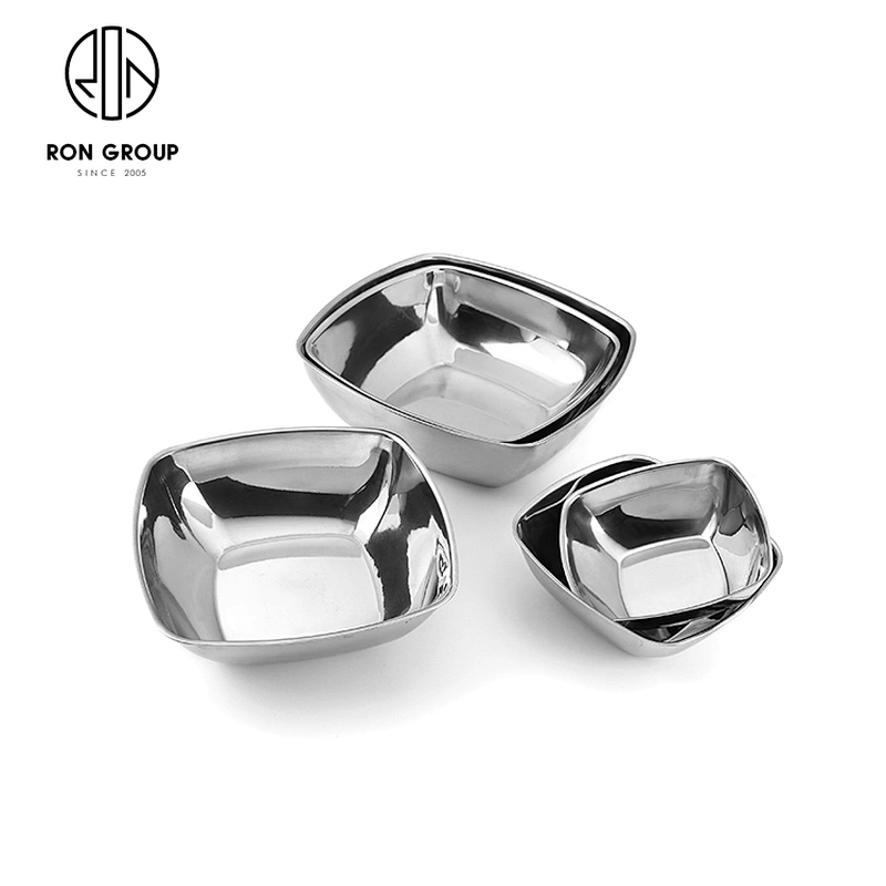 Kitchen Restaurant Stainless Steel High Capacity Metal Square Bowl