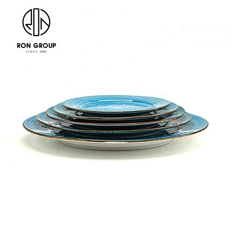 Commercial Round Plates For Restaurant Blue Dinner Set