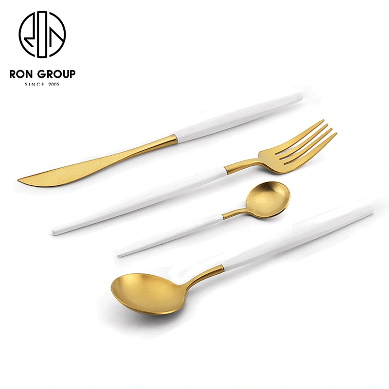 Hot Sale Restaurant Silver Pink Cutlery 304 Stainless Steel Flatware Set