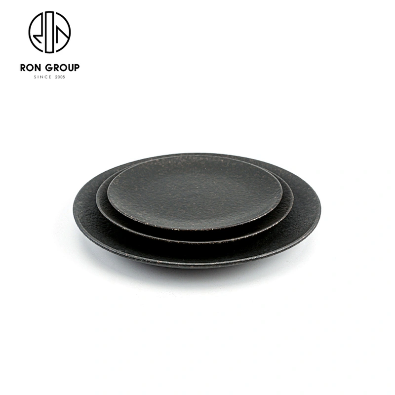 Wholesale Restaurant Round Black Dinnerware Matte Ceramic Plates