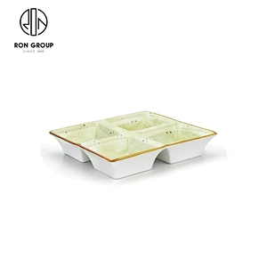 Wholesale Price Porcelain Tableware 4 Compartment Dish Snack Soy Sauce Plate