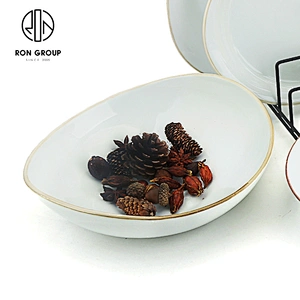 Simple Design Irregular Restaurant Gift Porcelain Ceramic Snack Plate