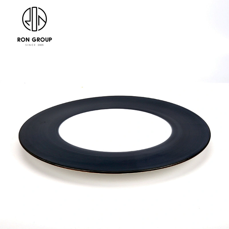 Wholesale Different Size Black Ceramic Dinner Flat Porcelain Plate For Restaurant
