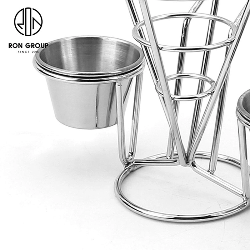 Stainless Steel Countertop Two Cups French Fry Holder Stand