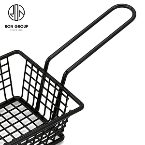 Hot Selling Black Metal Iron Wire Kitchen Accessories Black Rectangle Chips Basket