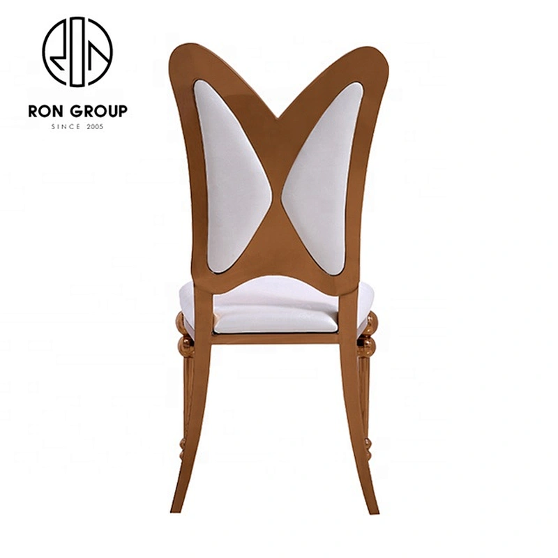 Portable Double Restaurant Stainless Steel Gold Metal Chairs