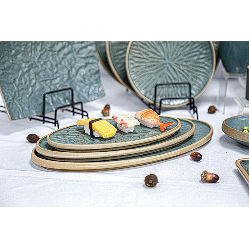 Wholesale Good Quality Restaurant Portable Jasper Leaf Oval Plate