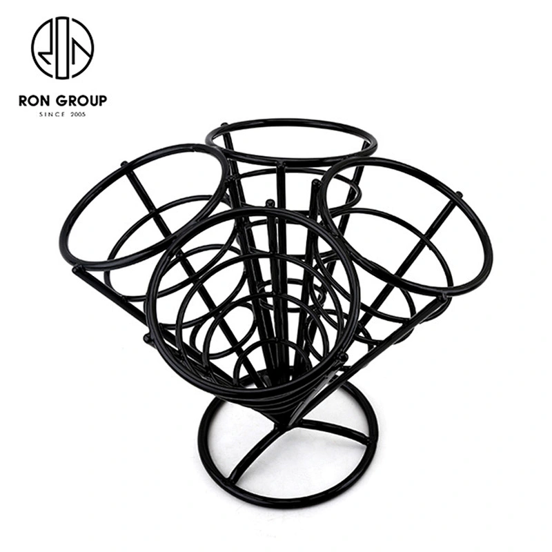 Restaurant Counter Food Four Cone Black Wire Rack French Fry