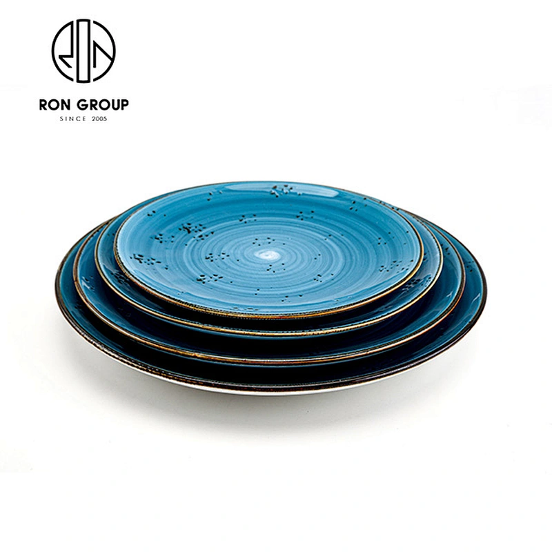 Wholesale Restaurant Catering Blue Ceramic Dinner Plates