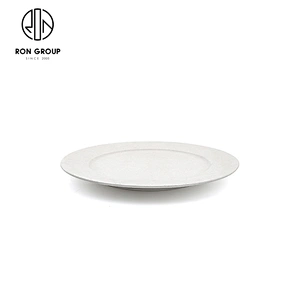 New Design Porcelain White Black Flat Round Dinner Plate For Restaurant
