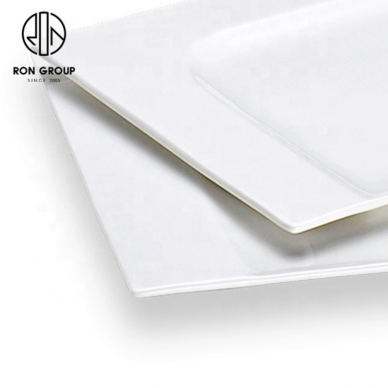 Wholesale White Ceramic Rectangle Plate For Hotel And Restaurant