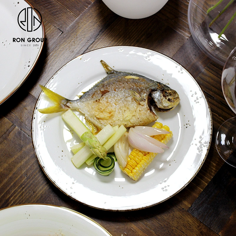 White Porcelain Dinnerware Polygon Round Plate For Wedding Restaurant