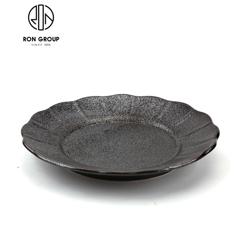 Square Porcelain Plate Matte Black Color Dinner Plate