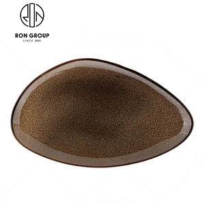 10 Inch Restaurant Brown Color Ceramic Round Dinner Plates