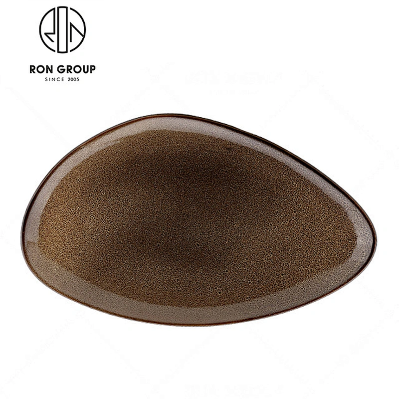 10 Inch Restaurant Brown Color Ceramic Round Dinner Plates