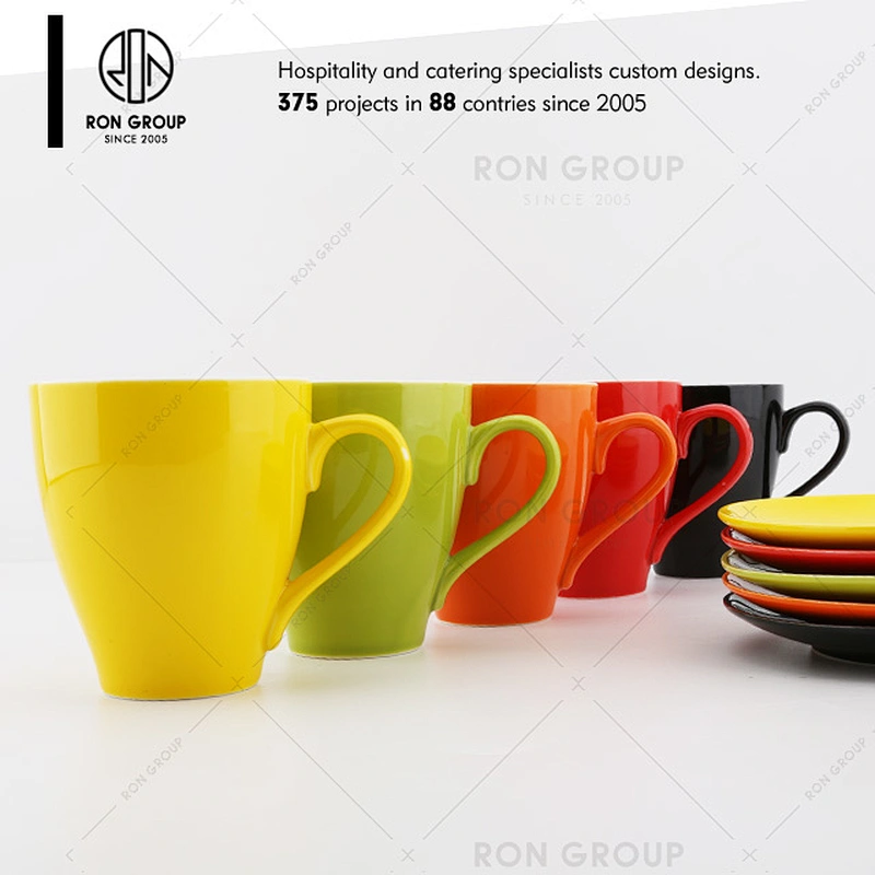 Wholesale coffee restaurant modern colorful porcelain tea cup set