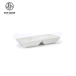 Restaurant Hotel Tableware 2 Compartment Divided Soy Sauce Dish
