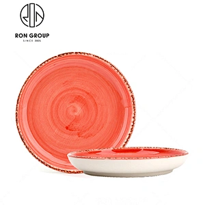 Orange Ceramic Oval Shape Restaurant Dinner Plates