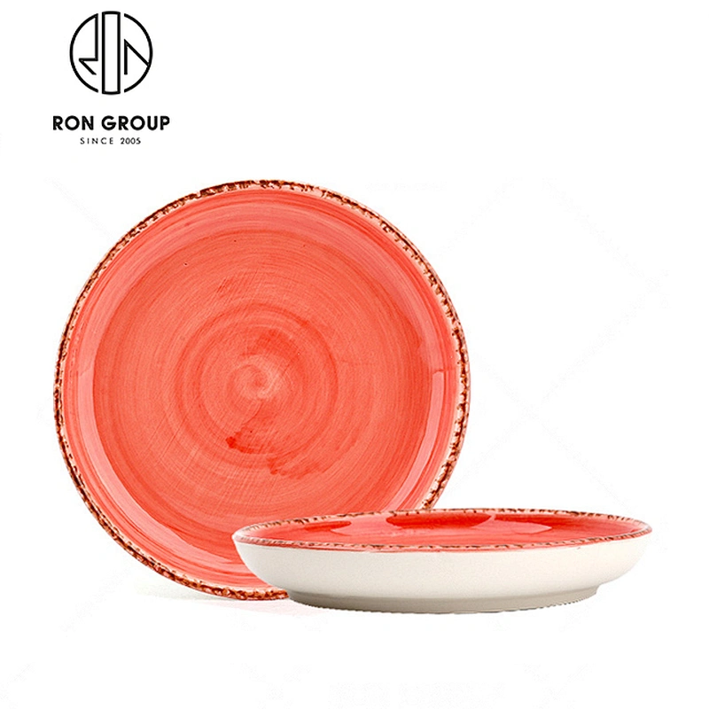 Orange Ceramic Oval Shape Restaurant Dinner Plates