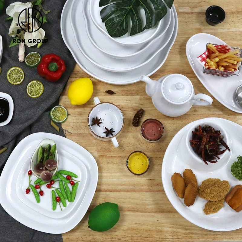 Hotel Clubhouse Tableware Wholesale White Round Plate Sashimi Porcelain Dry Ice Tray