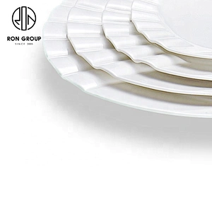 White Ceramics Piano Shape Round Plate For Restaurants And Hotels