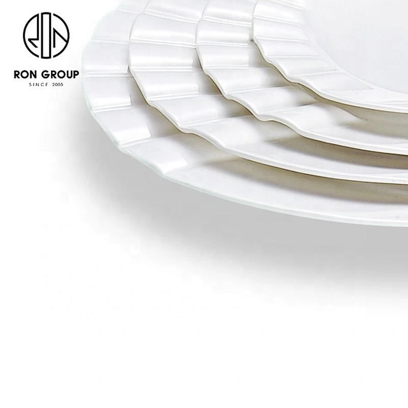 White Ceramics Piano Shape Round Plate For Restaurants And Hotels