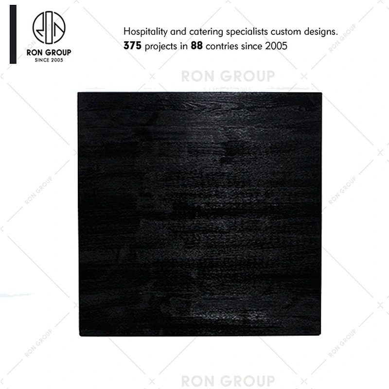 Custom restaurant industrial black color square solid wood table top
