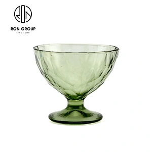 Wholesale Green Color Ice Cream Glass Cup For Restaurant