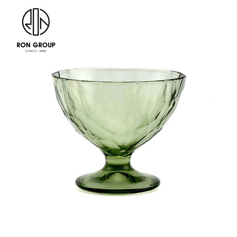 Wholesale Green Color Ice Cream Glass Cup For Restaurant