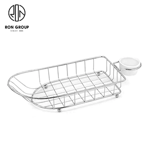 New Style Wire Iron Stainless Steel Boat-Shape Basket With Dip Dishes