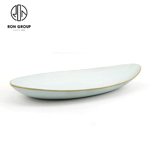 Hotel Restaurant Random Cyan Created Tableware Ceramic Irregular Triangle Steak Plate