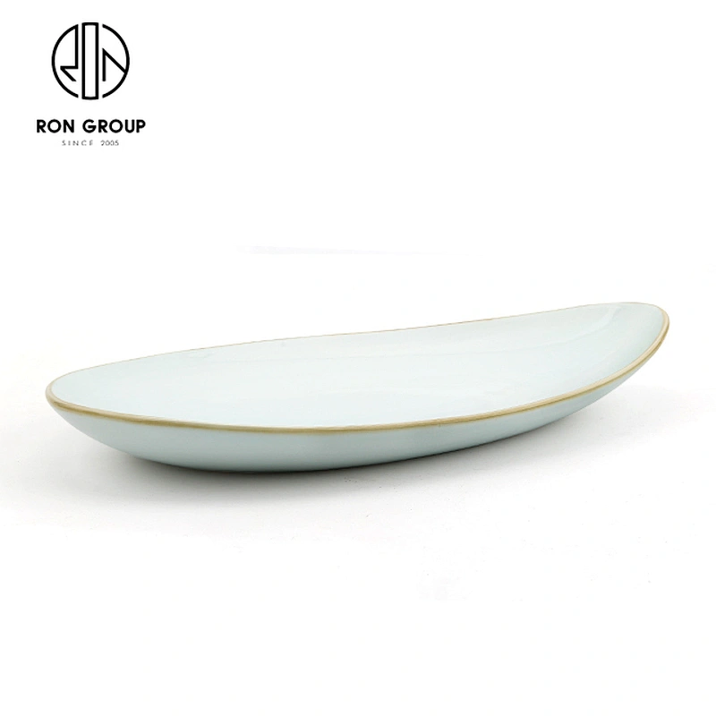 Hotel Restaurant Random Cyan Created Tableware Ceramic Irregular Triangle Steak Plate