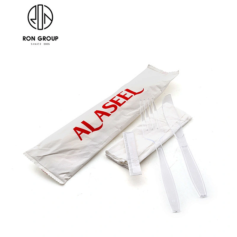 Wholesale Restaurant Custom Logo Disposable Wooden Cutlery Set With Paper Napkin