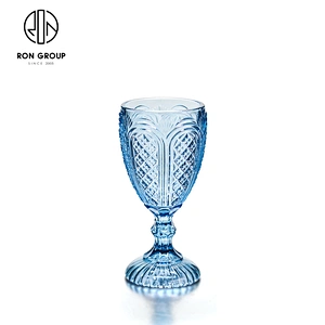 Vintage Colorful Glass Water Cup Amber Goblet For Hotel Restaurant