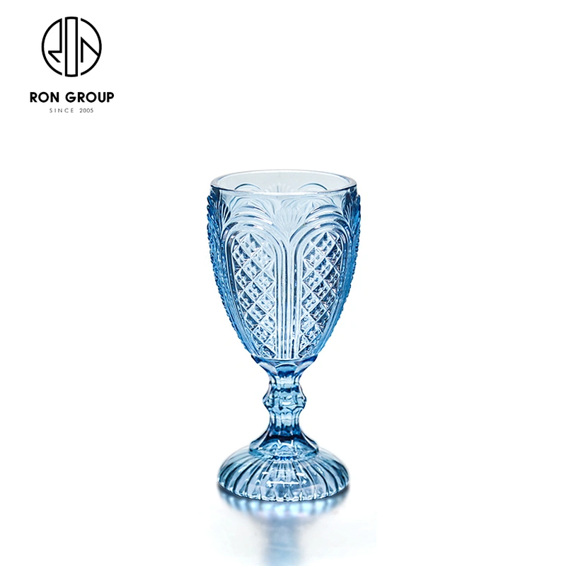 Vintage Colorful Glass Water Cup Amber Goblet For Hotel Restaurant