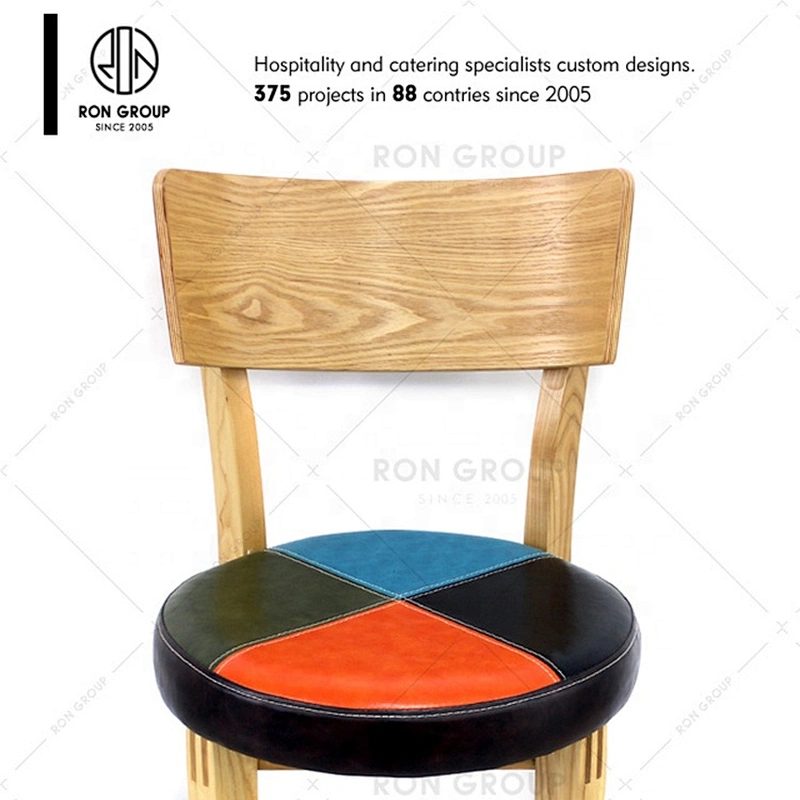 2019 New Design Restaurant Color Cushion Dining Chair With Wood Legs