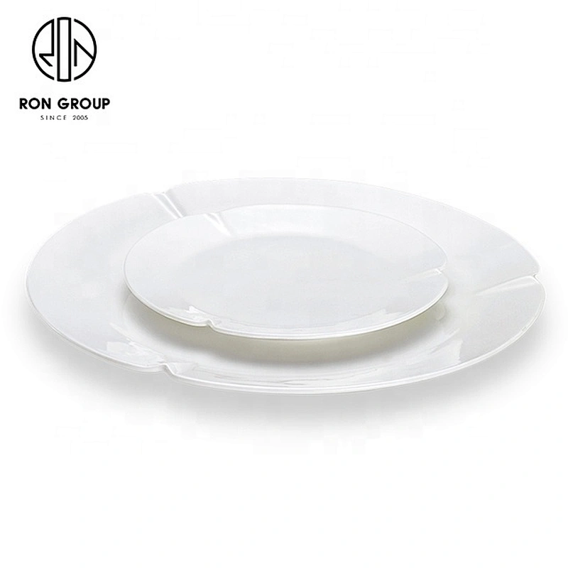 Novelty Design White Round Notched Disc For Restaurant And Hotel