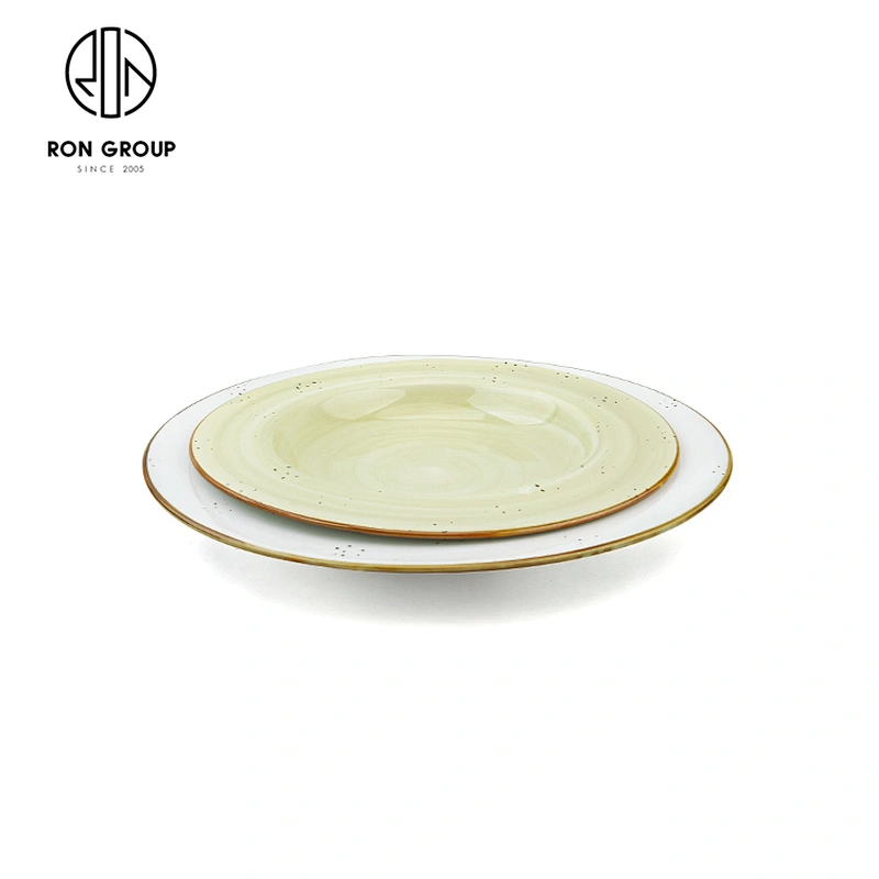 Wholesale Hotel Restaurant Custom Logo Ceramic White Pasta Plates