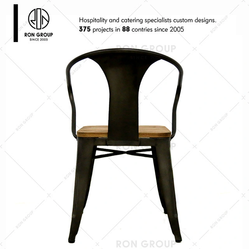 Custom industrial style cafe restaurant metal dining chair