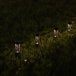 Solar garden to insert lights   hollow square solar lawn lights