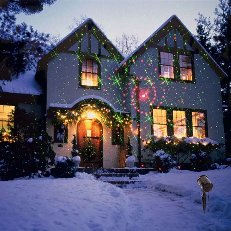 Full sky red &green shooting decoration christmas garden stakes laser light -12 patterns without remote control