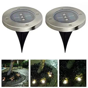 Solar Powered Ground Lights, 3 LED Solar Path Lights Outdoor Waterproof Garden Lighting