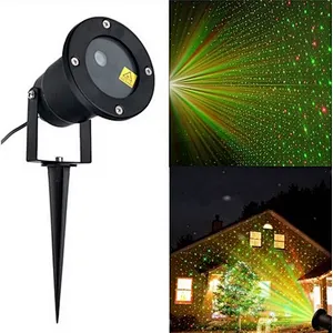 Full sky green stars shooting decoration christmas garden stakes laser light -Metal crust
